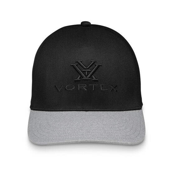 Vortex Fitted Black Out Hat with classic Vortex logo on the front